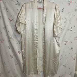 Vintage 70s 80s Floral Embroidered and Lace Robe Cover Up Size M/L